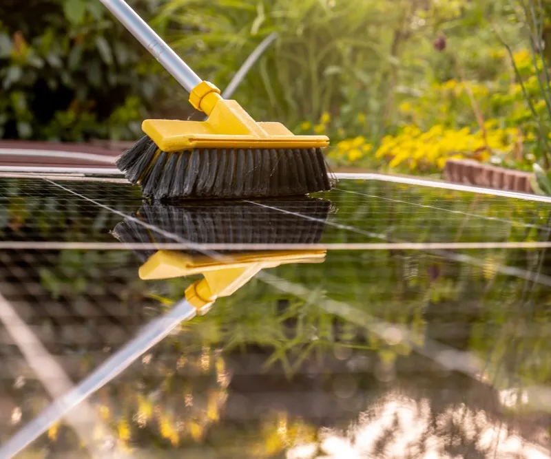 Nettoyage d’un panneau photovoltaïque à La Réunion pour optimiser sa durée de vie et son rendement