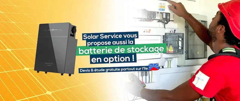 Batterie solaire installée par Solar Service pour stockage d’énergie à La Réunion