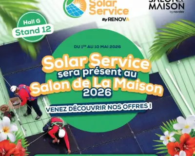 Affiche Solar Service présent au Salon de la Maison 2026 à La Réunion, Hall G stand 12, du 1er au 10 mai