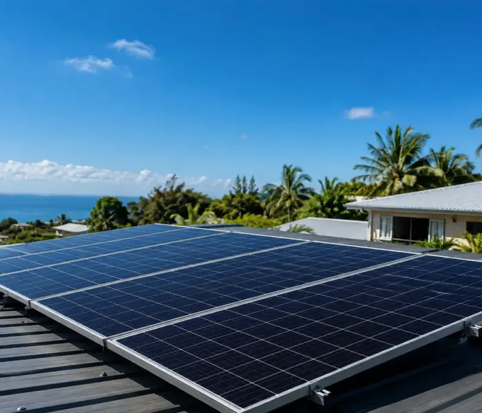 Conseiller Solar Service expliquant les étapes d'une installation de panneaux solaires à La Réunion